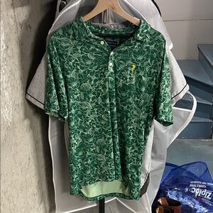 William Murray Golf Green Floral Polo with Yellow Logo